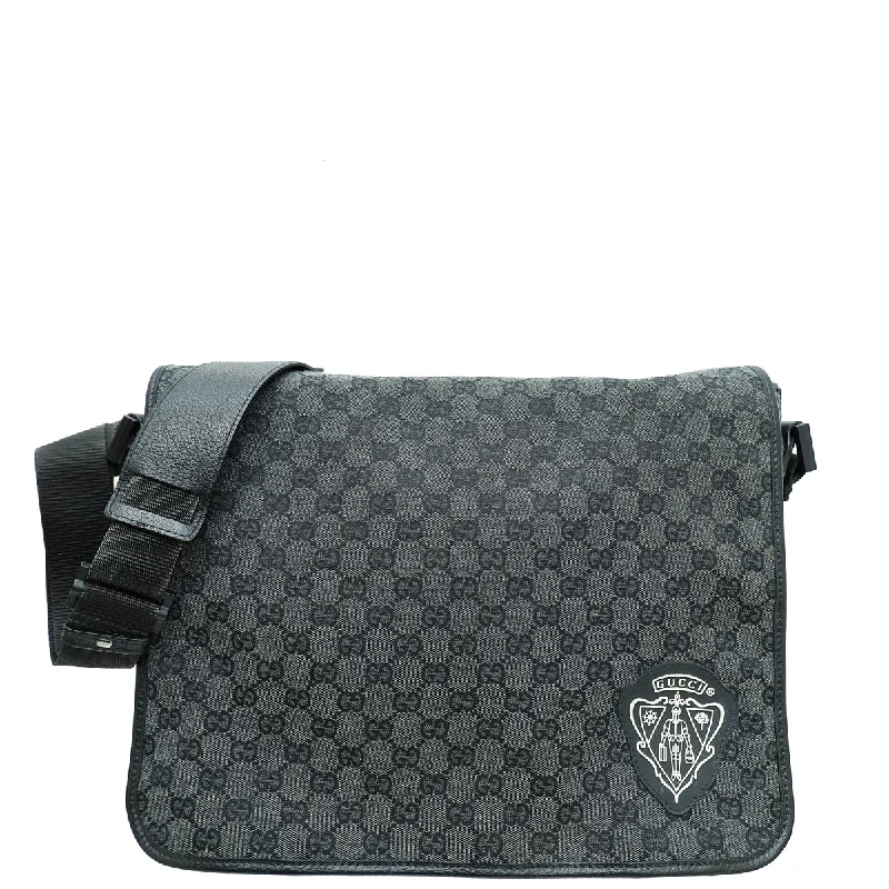 Casual Chic Gucci Black Denim GG Hysteria Double Buckle Flap Messenger Bag Elegant Totes At Limited-Time Prices Casual Chic Gucci Black Denim GG Hysteria Double Buckle Flap Messenger Bag Elegant Totes At Limited-Time Prices