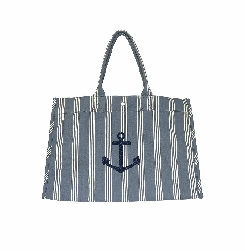 Dive Into Trendy Styles East West Bag - Blue Ticking Stripes Chic Handbags At Special Promotional Prices Dive Into Trendy Styles East West Bag - Blue Ticking Stripes Chic Handbags At Special Promotional Prices