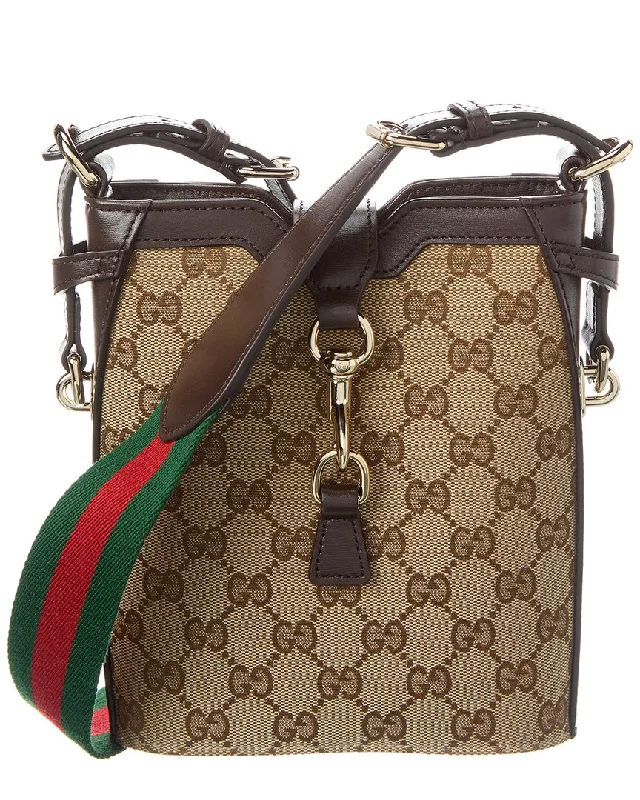 Gucci Original Mini Gg Canvas & Leather Bucket Bag