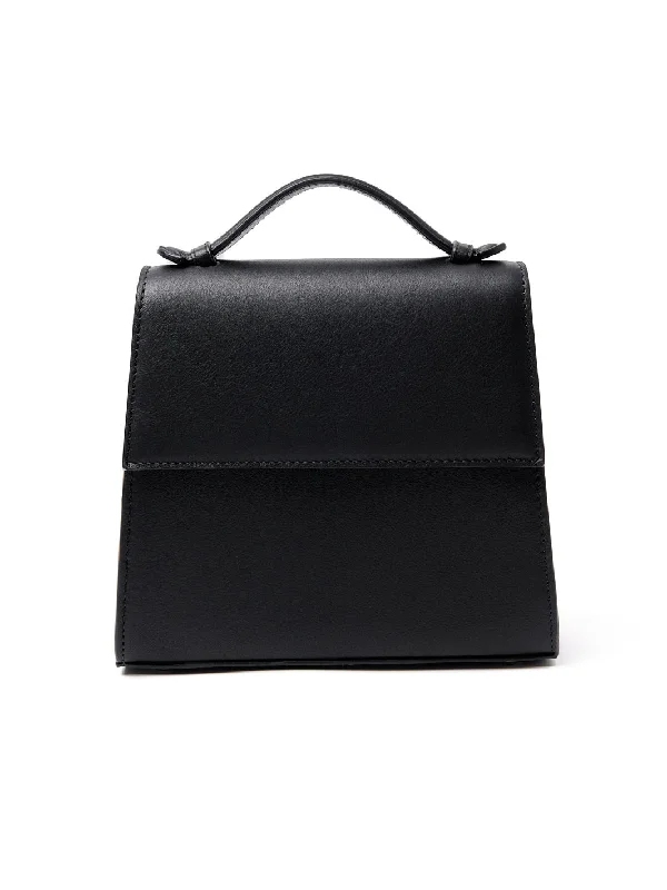 The Small Top Handle in Nappa in Black