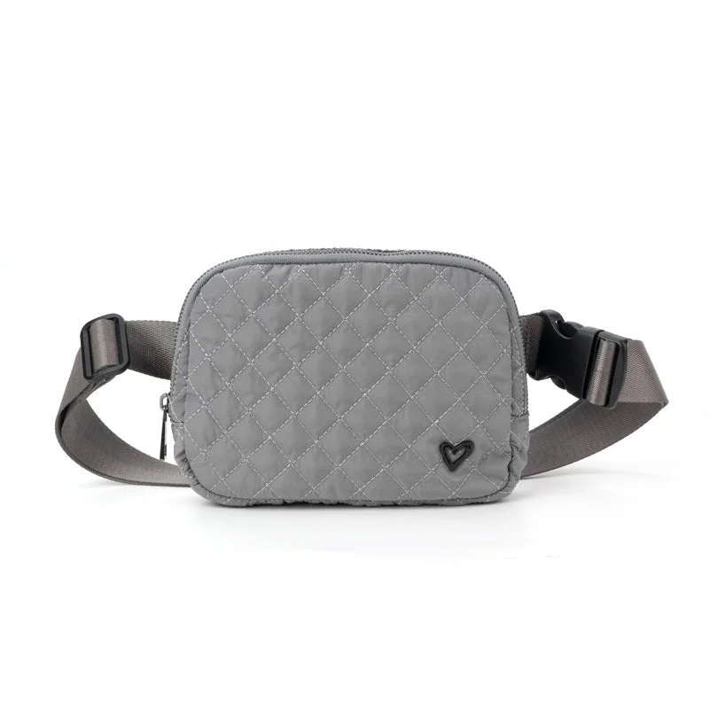 Dixie Quilted Belt/Crossbody Bag - Grey