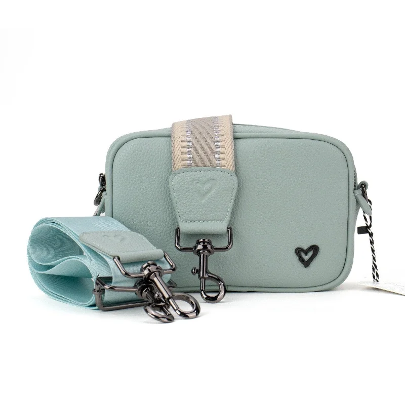 NEW: Durham Vegan Leather Crossbody - Pale Blue