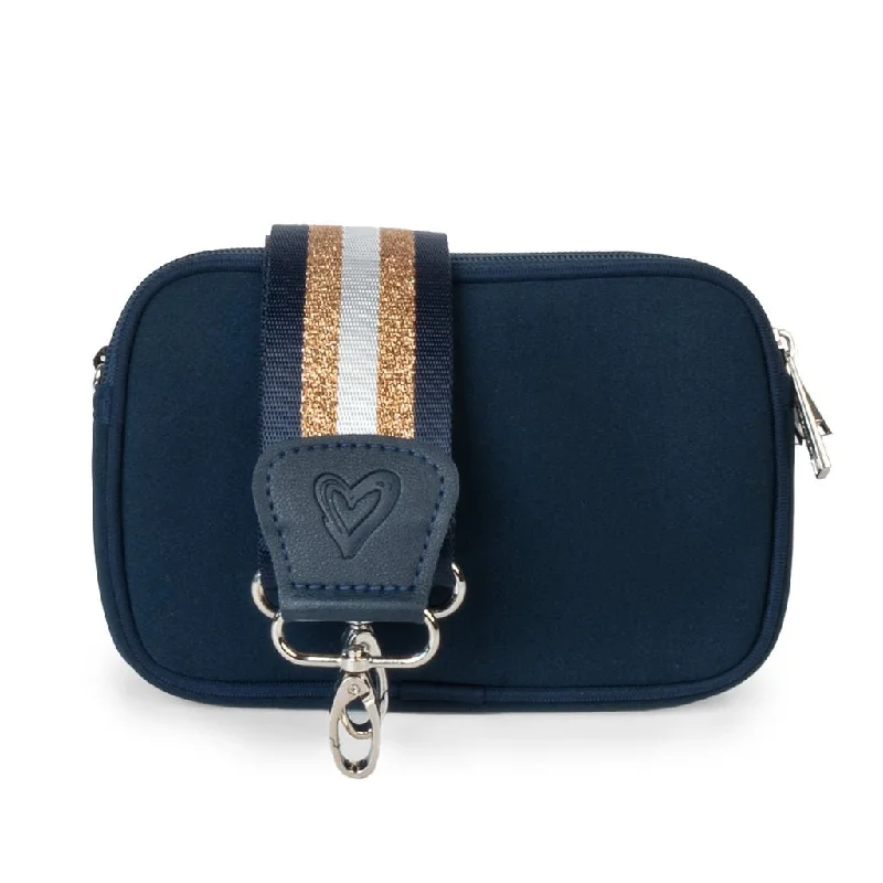 Navy Dual Zipper Belt/Crossbody Bag