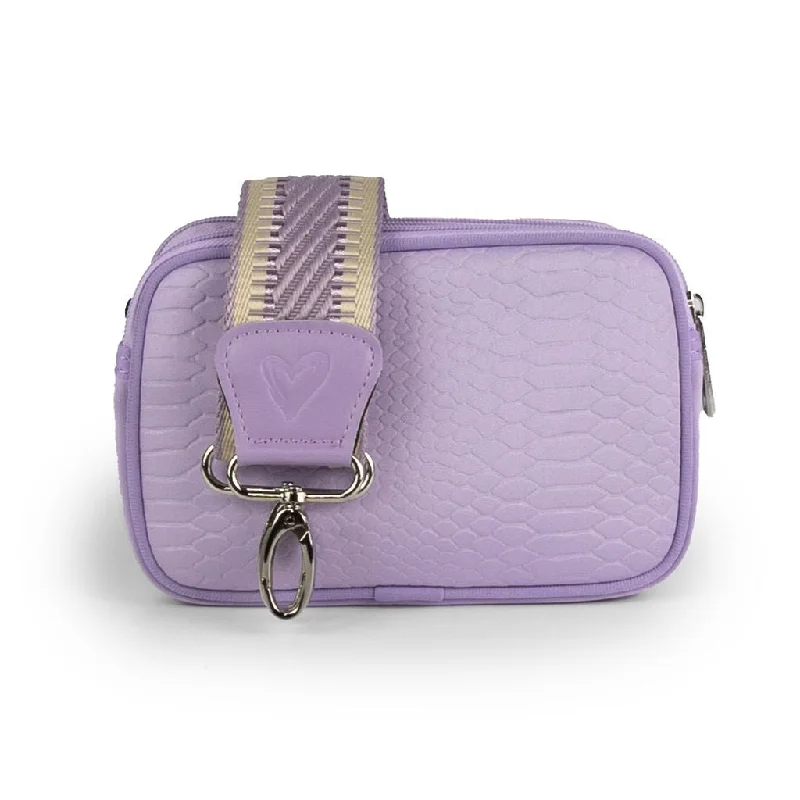 NEW: Lavender Snake-embossed Dual Zipper Belt/Crossbody Bag