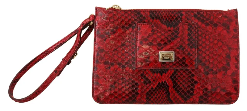 Dolce & Gabbana Elegant  Leather Ayers Snake Women's Clutch