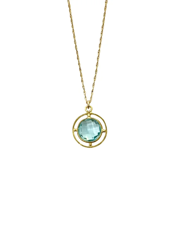 Blue Topaz with 14K Gold Fill Circle Necklace