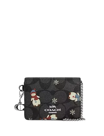 Designer Bags For Luxury Collectors With Offers Coach Boxed Mini Wallet On A Chain In Signature Canvas With Snowman Print Affordable Elegance With High-Quality Bags Designer Bags For Luxury Collectors With Offers Coach Boxed Mini Wallet On A Chain In Signature Canvas With Snowman Print Affordable Elegance With High-Quality Bags