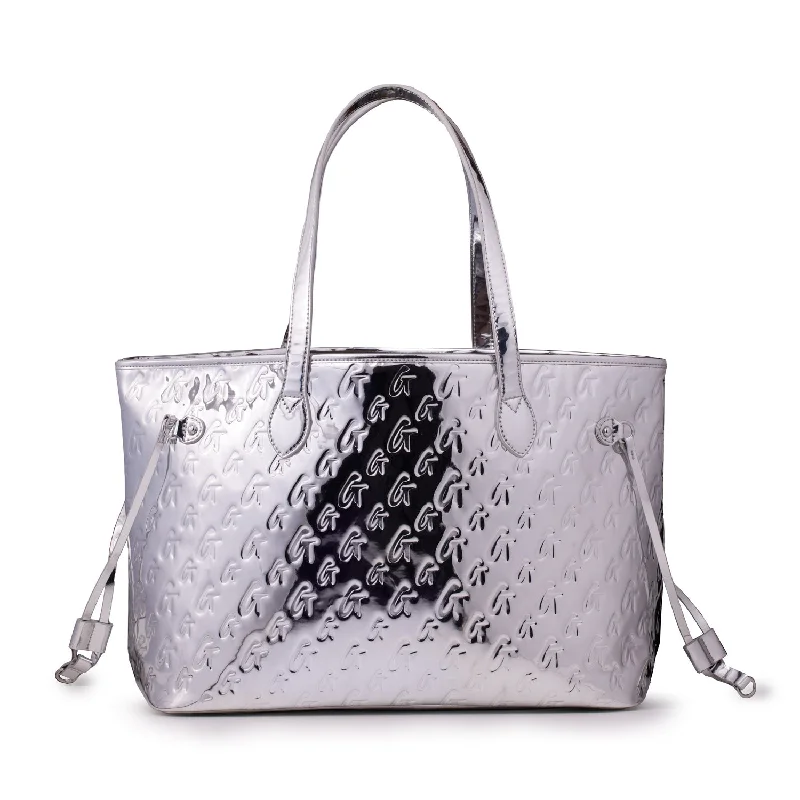 MONOGRAM GLAM TOTE METALLIC SILVER