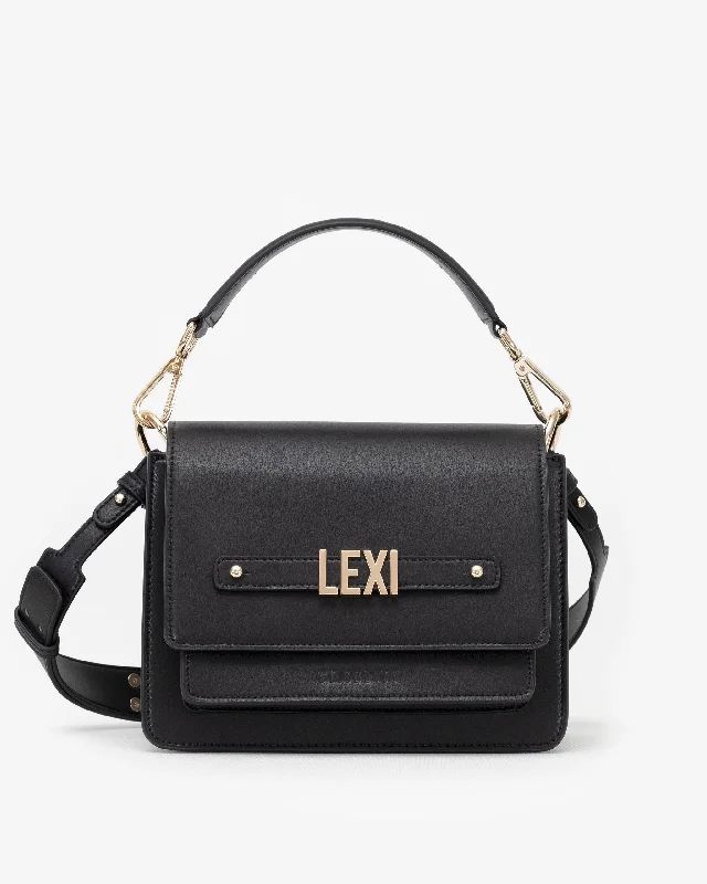 Shoulder Bag in Black/Gold with Personalised Hardware