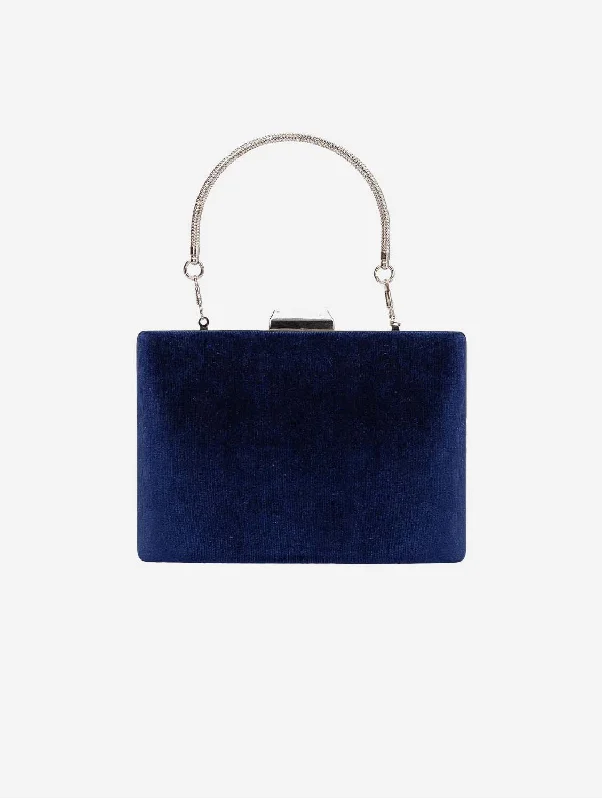 Alba Vegan Velvet Clutch | Blue