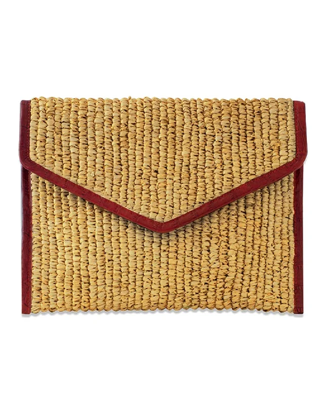 LADY RAFFIA ENVELOPE CLUTCH | CHERRY