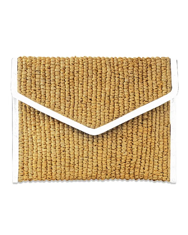 LADY RAFFIA ENVELOPE CLUTCH | WHITE