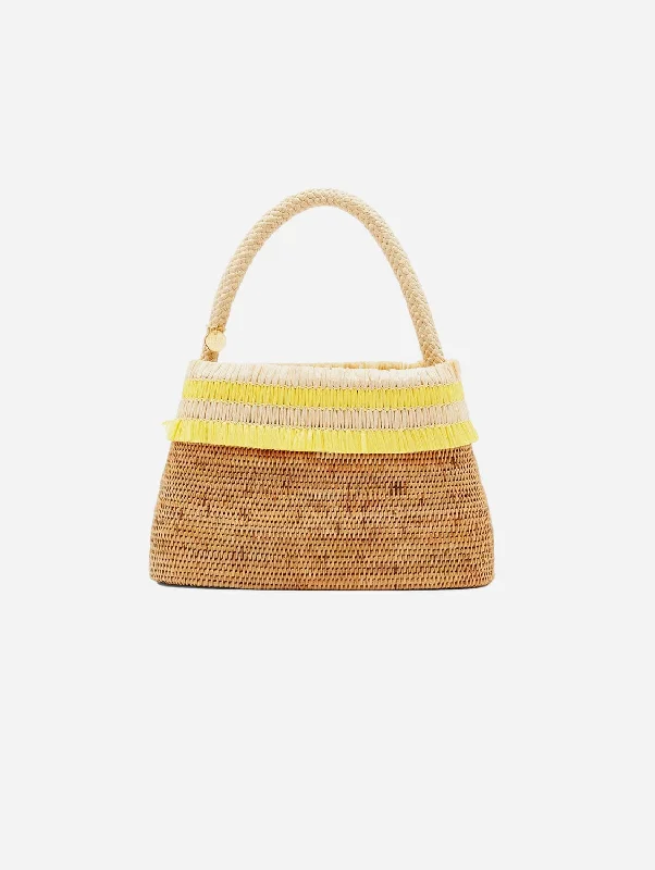 Raha Handwoven Atta Vegan Oval Handbag | Sunshine Yellow