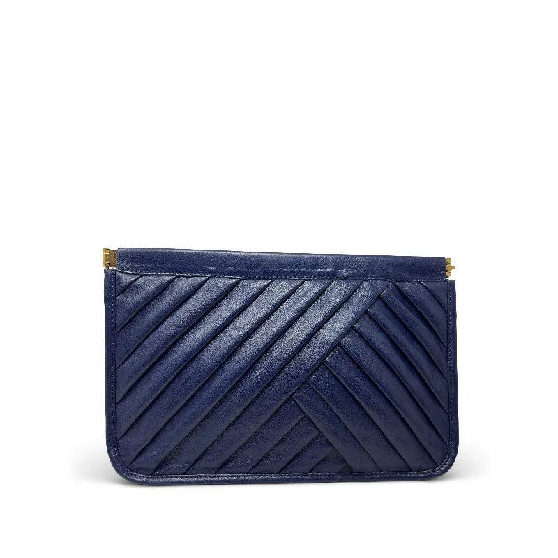 Snap Clutch - Pleated Indigo