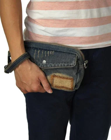 Blue Denim Mens Casual Small Messenger Bags Jean Clutch Bag Courier Bag For Men