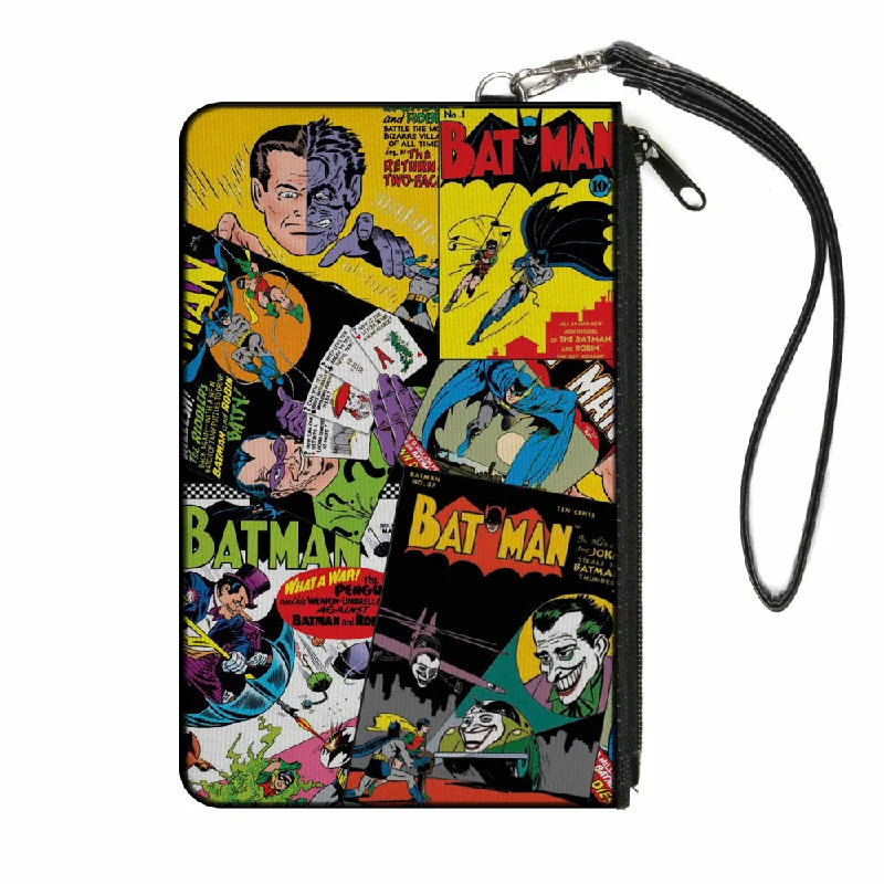 Canvas Zipper Wallet - LARGE - Retro Batman 6-Comic Book Covers Stacked