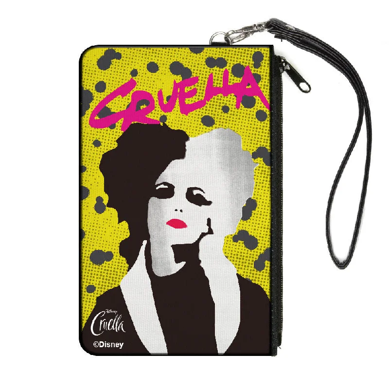 Canvas Zipper Wallet - LARGE - CRUELLA Cruell World Pose Halftone Yellow Gray Pink