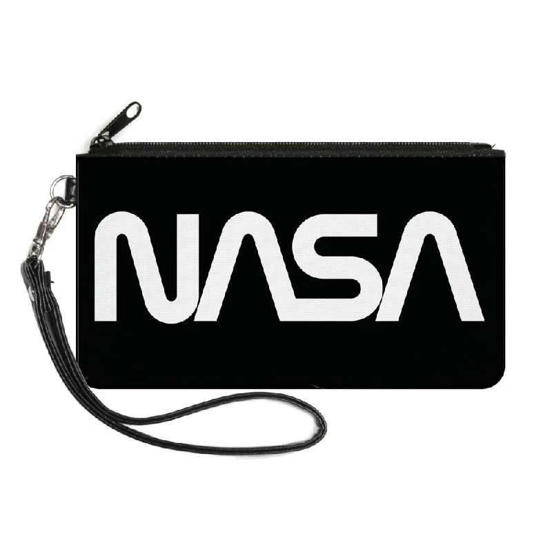 Canvas Zipper Wallet - LARGE - NASA Text Black White