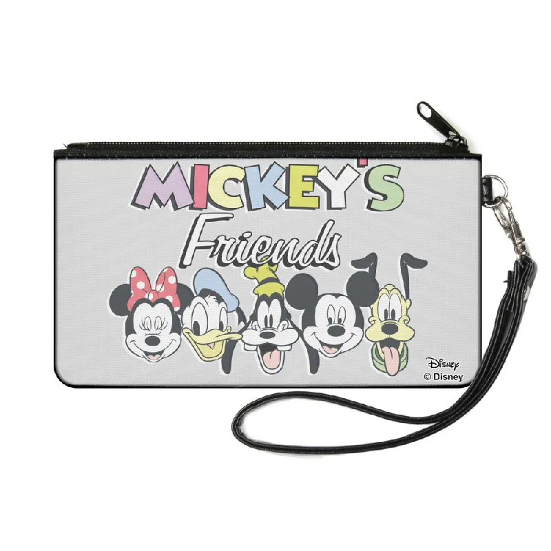 Canvas Zipper Wallet - SMALL - MICKEY'S FRIENDS The Fab Five Faces Gray