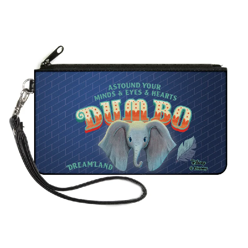 Canvas Zipper Wallet - SMALL - Dumbo Face Feather ASTOUND YOUR MIND & EYES & HEARTS Circus Sign Blues