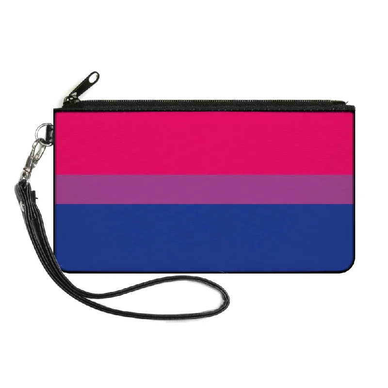 Canvas Zipper Wallet - SMALL - Flag Bisexual Pink Purple Blue