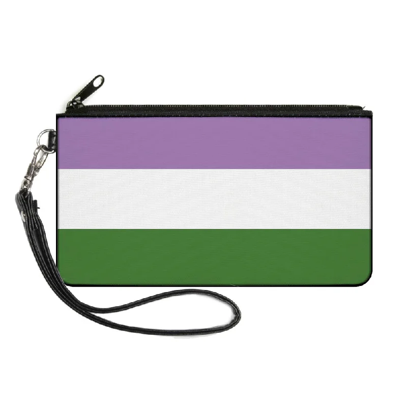 Canvas Zipper Wallet - SMALL - Flag Genderqueer Lavender White Green