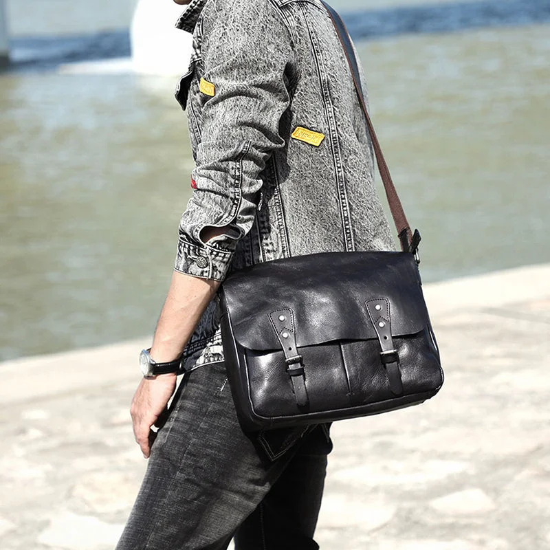 Full Grain Leather Messenger Bag Mens Leather Shoulder Bag Vintage Handmade Crossbody Bag Satchel