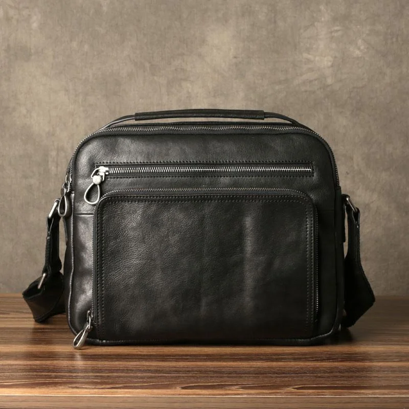 Genuine Leather Mens Cool Messenger Bag Briefcase Work Bag Business Bag for men