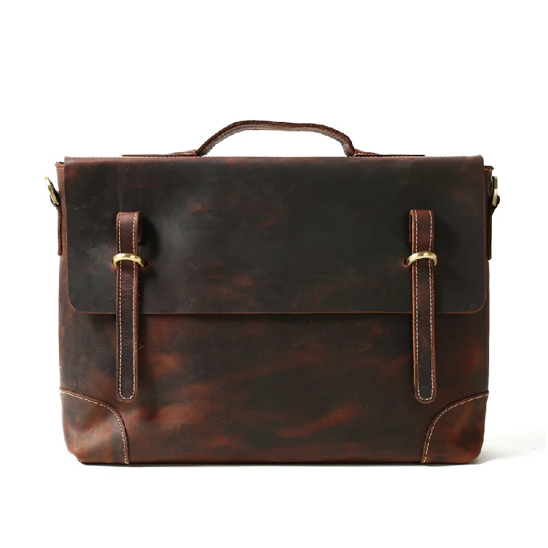 ROCKCOW Crazy Horse Leather Laptop Messenger Bag, Business Briefcase, Men's Bag 0341 Flash Sale On Designer Bags