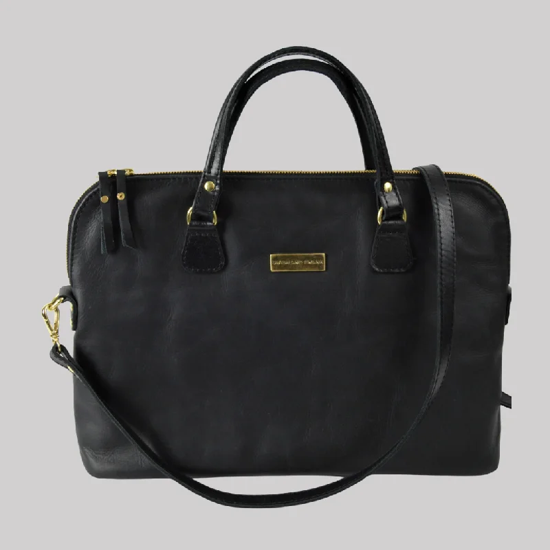 The Ladies Slim Leather Briefcase - Black