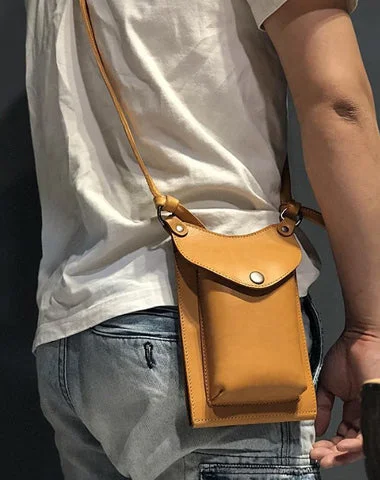 Cool Tan LEATHER MEN'S Small Messenger Bag Waist BAG Belt pouch Green Belt Bag FOR MEN